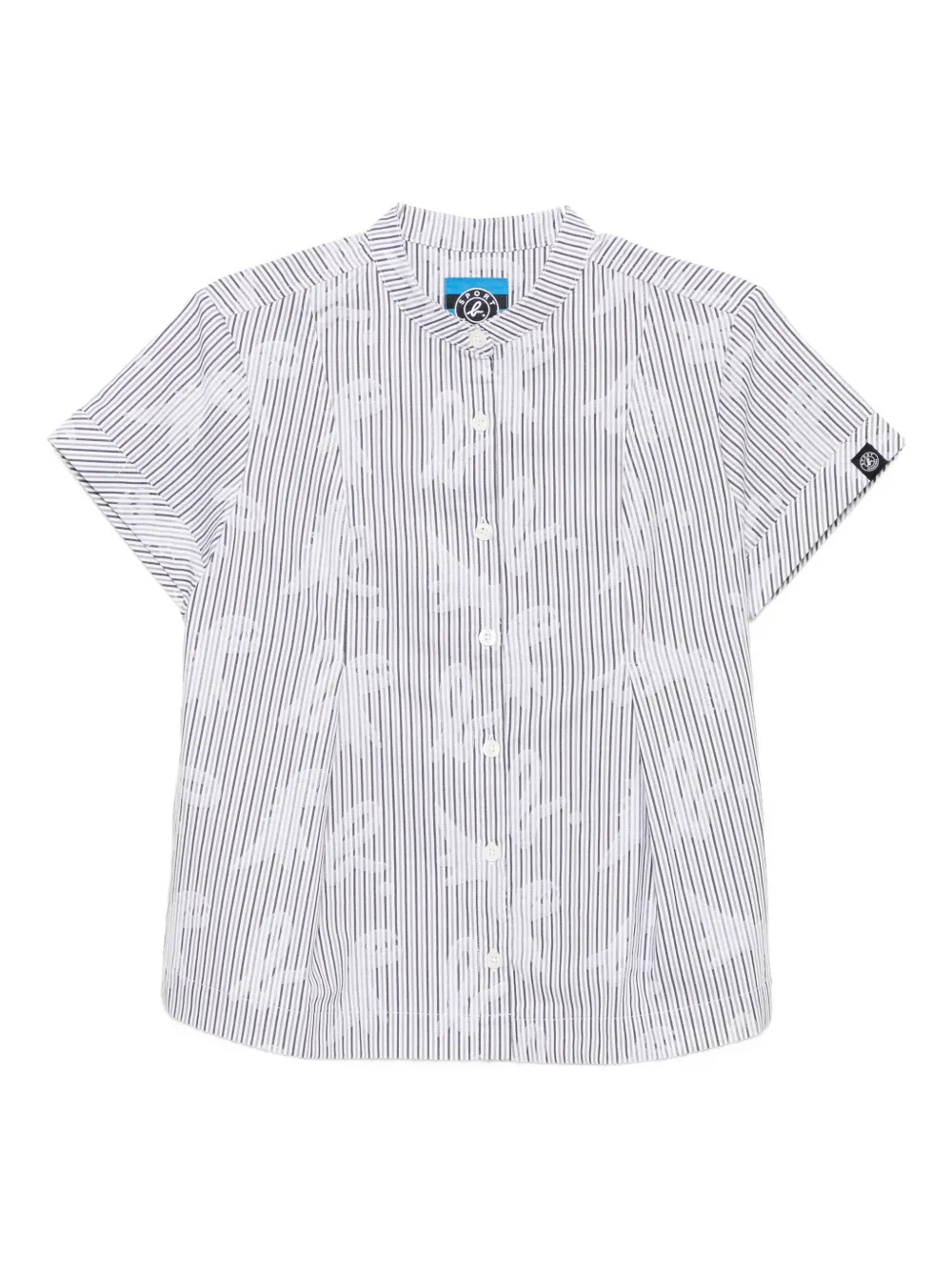 Sport B. By Agnès B. Mandarin-collar Striped Shirt In White