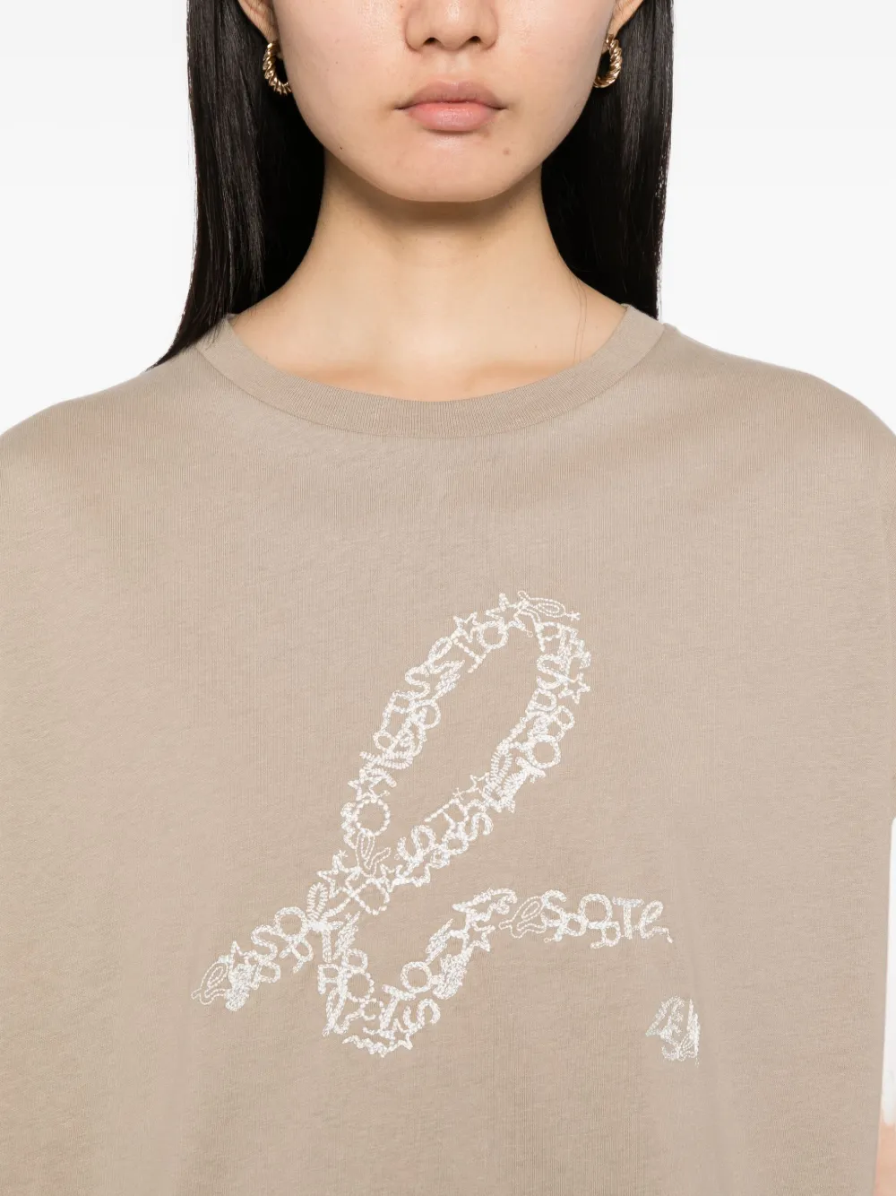 Sport B. By Agnès B. Embroidered-logo Cotton T-shirt In Brown