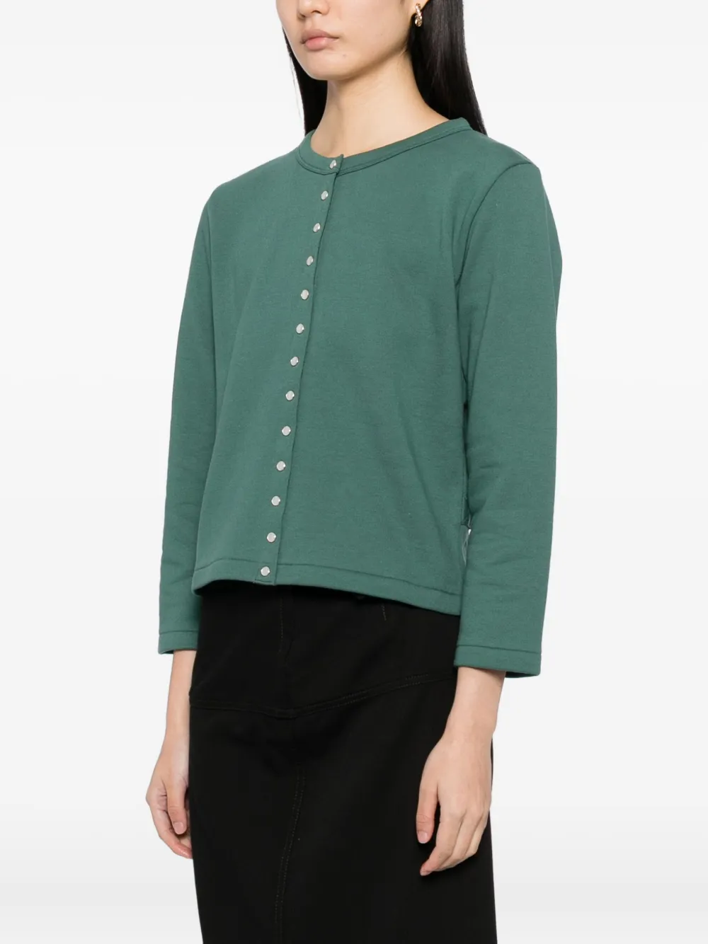 Agnès B. Snap Cotton Cardigan In Green