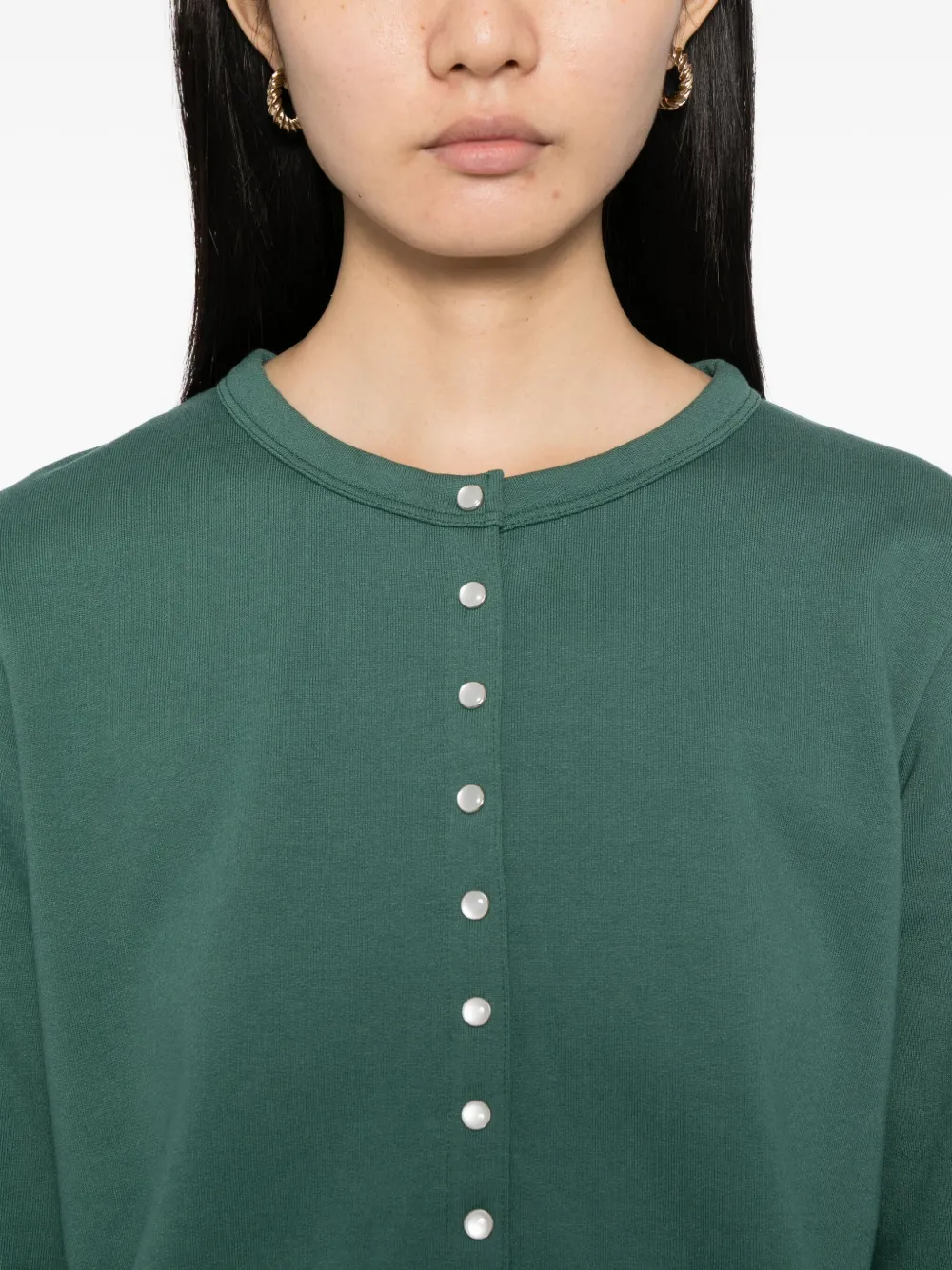 Agnès B. Snap Cotton Cardigan In Green