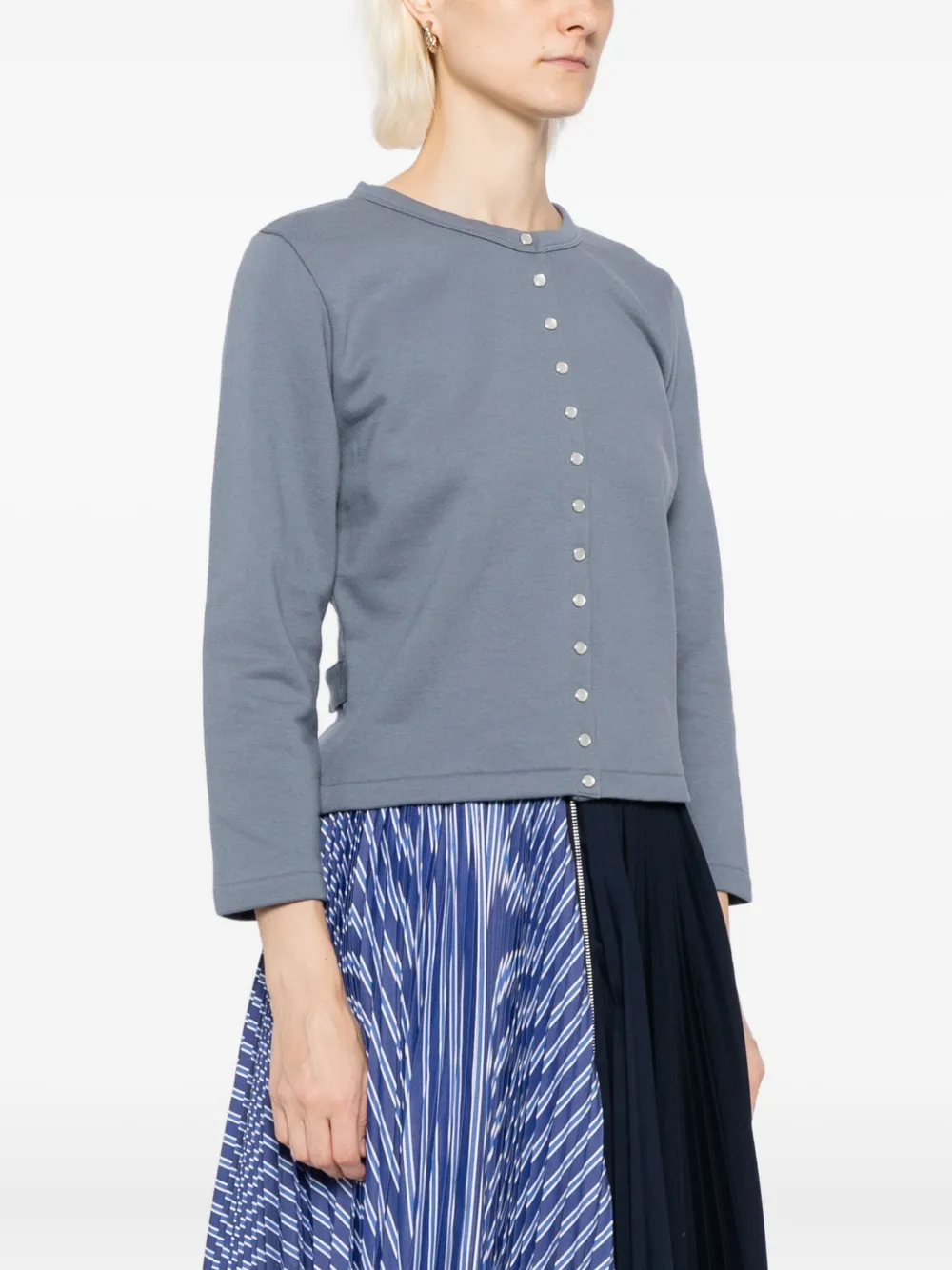 Agnès B. Snap Cotton Cardigan In Blue
