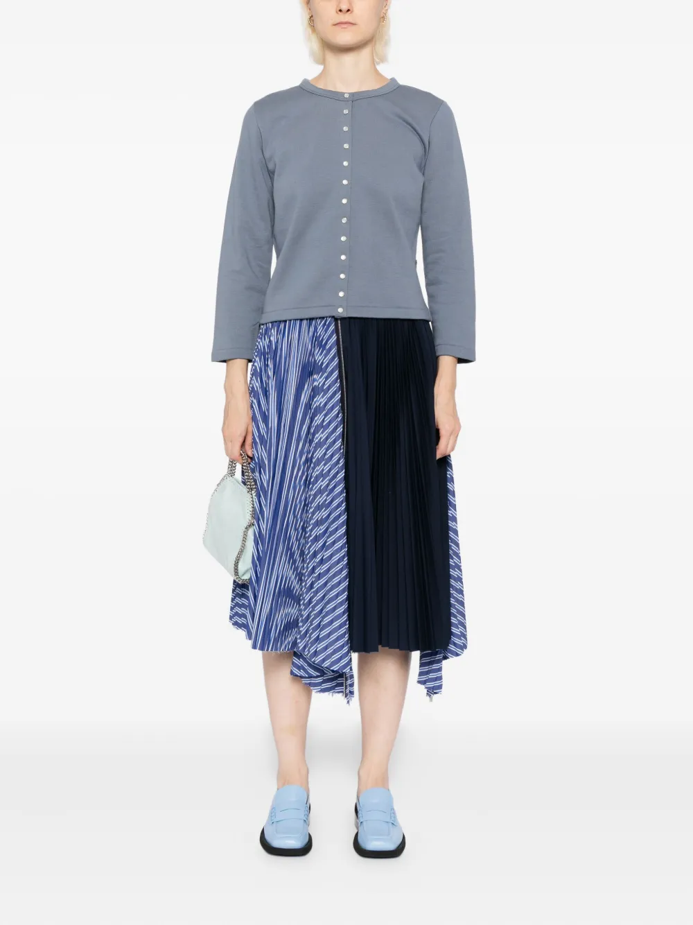 Agnès B. Snap Cotton Cardigan In Blue