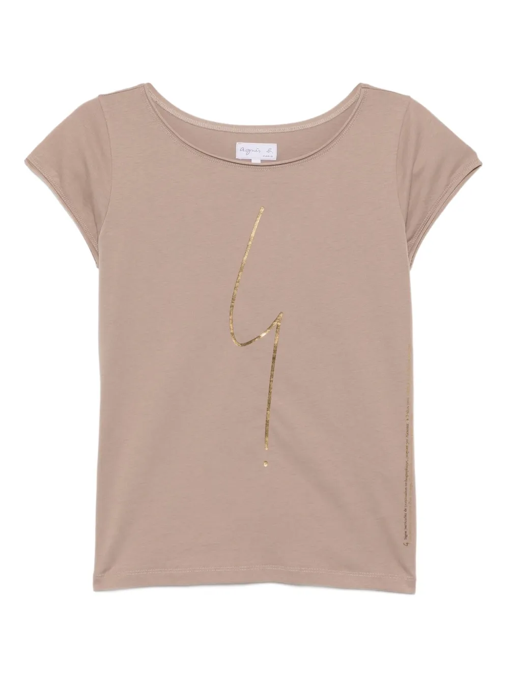 agnès b.  irony-print T-shirt | Neutrals | Image 1