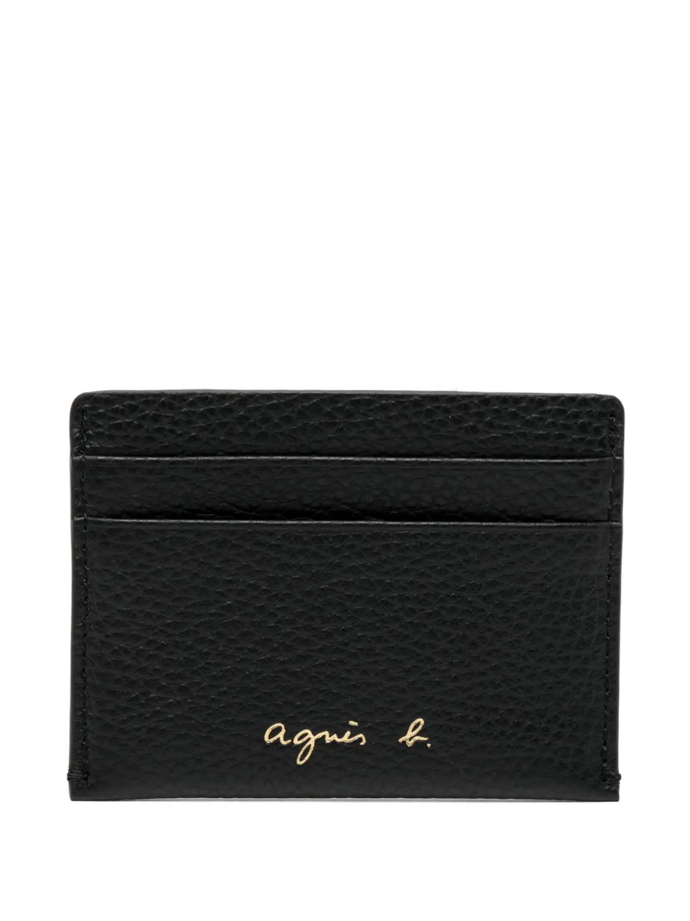 Agnès B. Leather Cardholder In Black