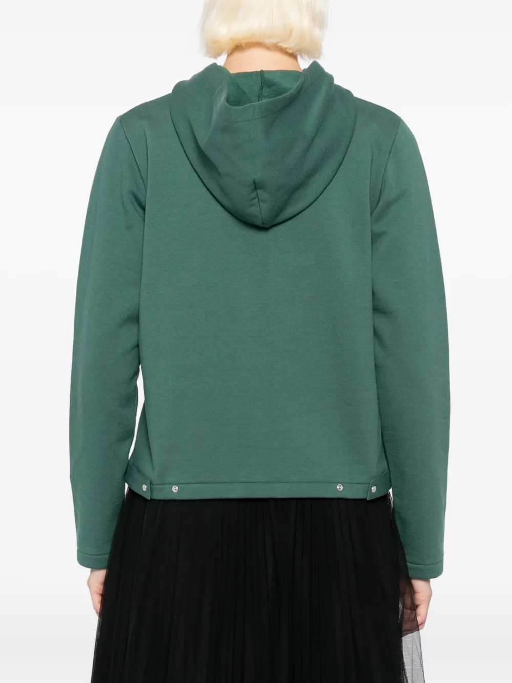 Agnès B. Snap Cotton Hoodie In Green