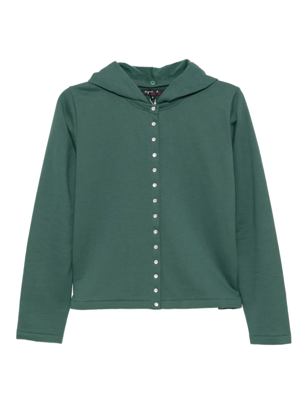 Agnès B. Snap Cotton Hoodie In Green