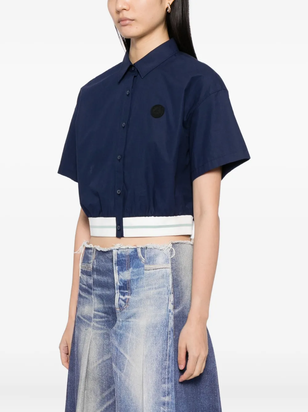 Sport B. By Agnès B. Contrast- Trim Cotton Shirt In Blue