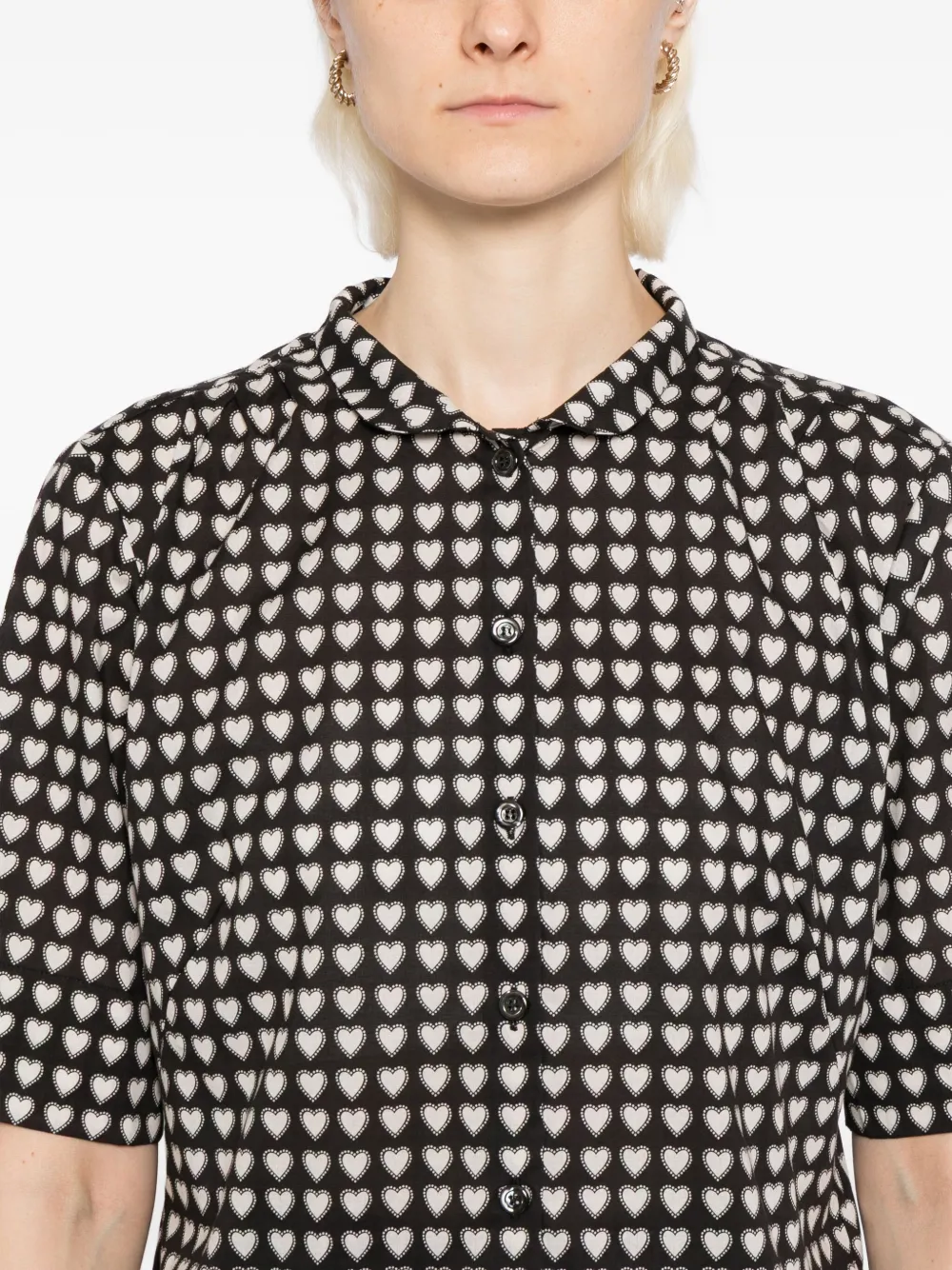 Agnès B. Ginette Heart-print Shirt In Black