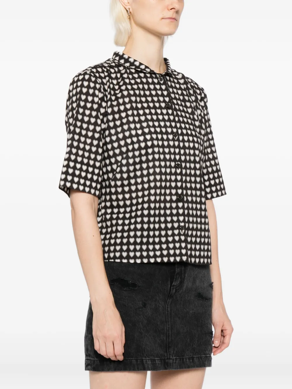 Agnès B. Ginette Heart-print Shirt In Black