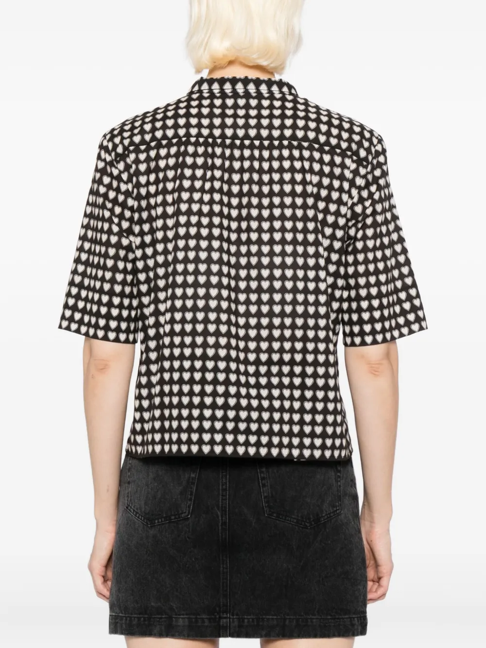 Agnès B. Ginette Heart-print Shirt In Black