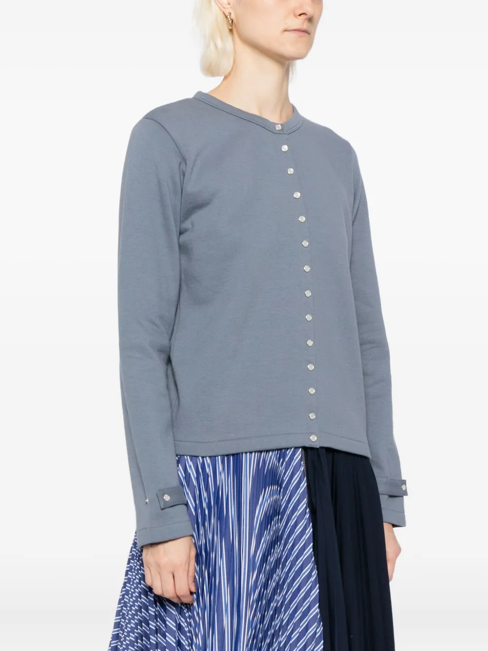 Agnès B. Snap Cotton Cardigan In Blue