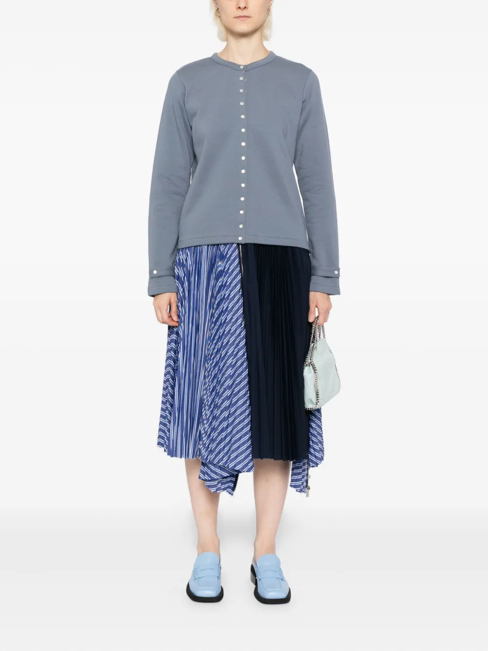 Agnès B. Snap Cotton Cardigan In Blue