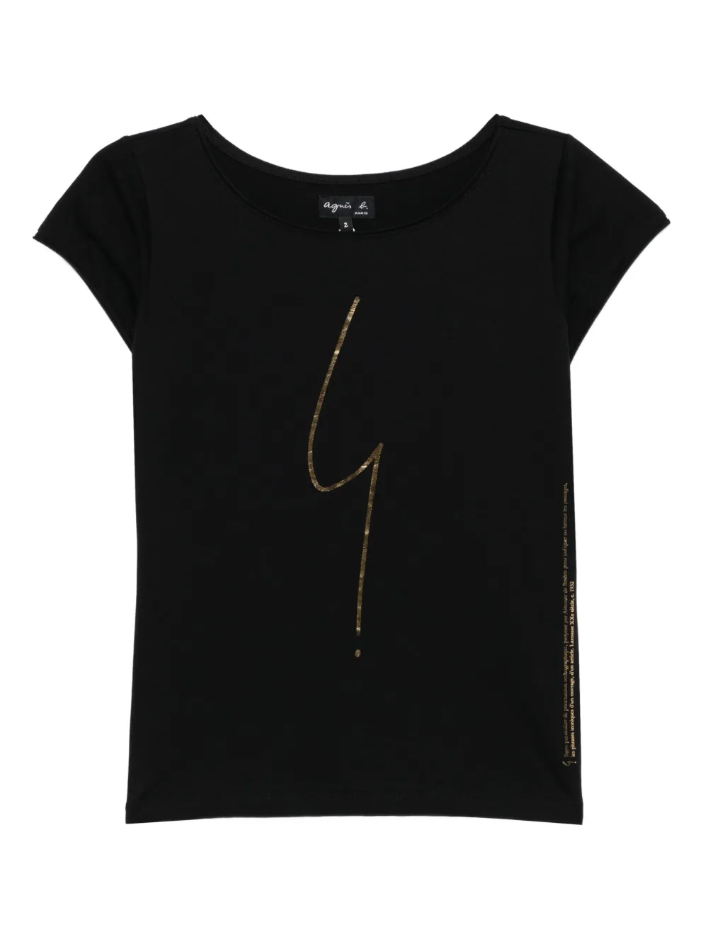 agnès b.  irony-print T-shirt | Black | Image 1