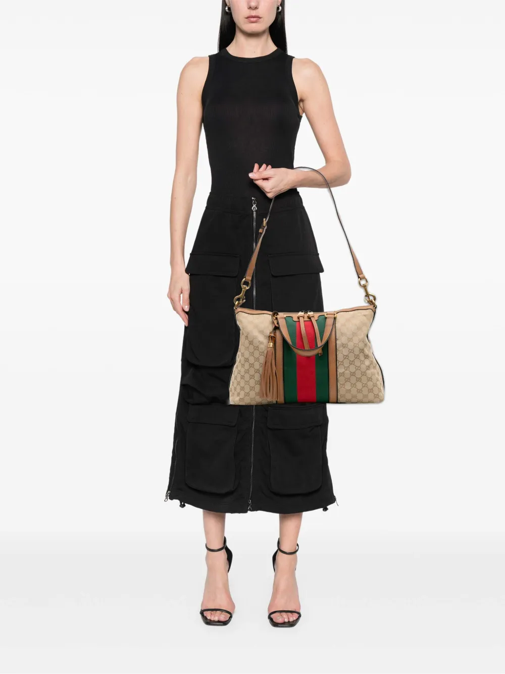 Pre-owned Gucci 2016-2025 Medium Gg Canvas Rania Top Handle Bag Satchel In Brown
