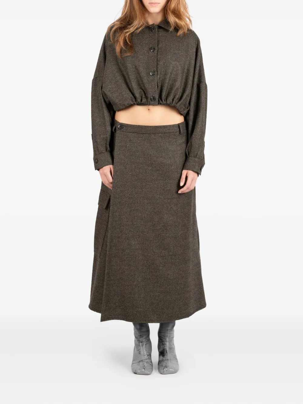 Société Anonyme Drop-shoulder Wool Jacket In Green