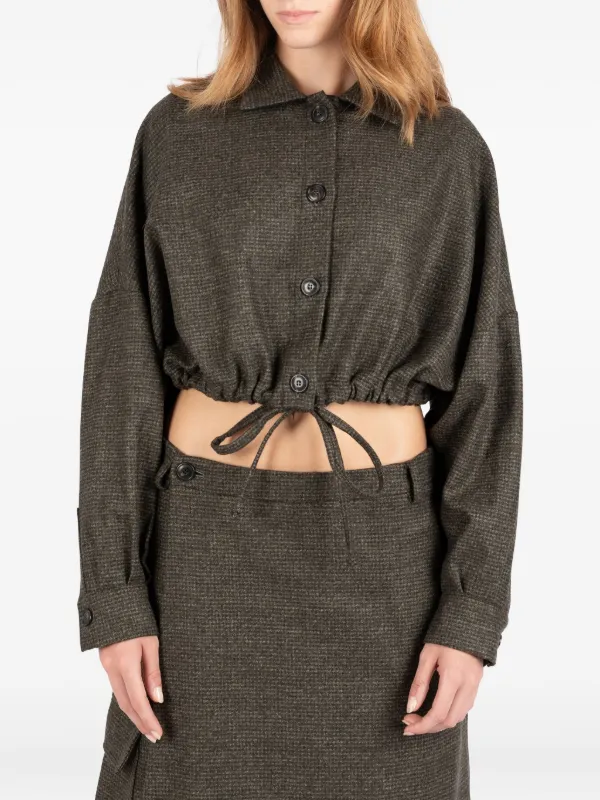90sレトロ vintage クロップドジャケット　インド綿　短丈　ストリート Société Anonyme ドロップショルダー ジャケット | グリーン | FARFETCH JP
