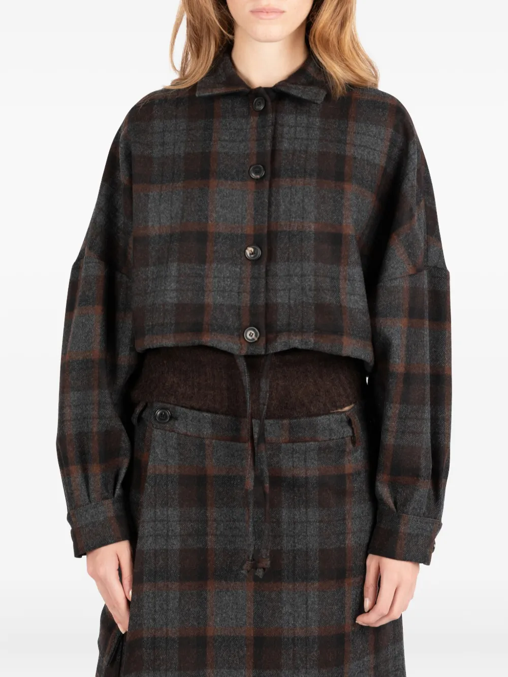 Société Anonyme Checked Wool Jacket In Gray