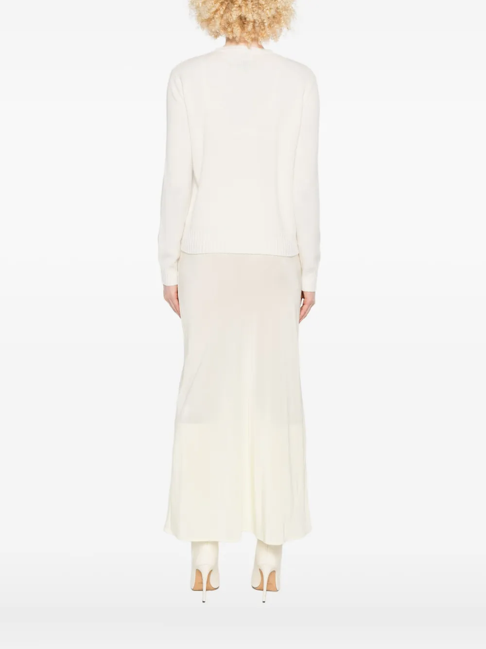 Max Mara Round-neck Long-sleeve Sweater In White