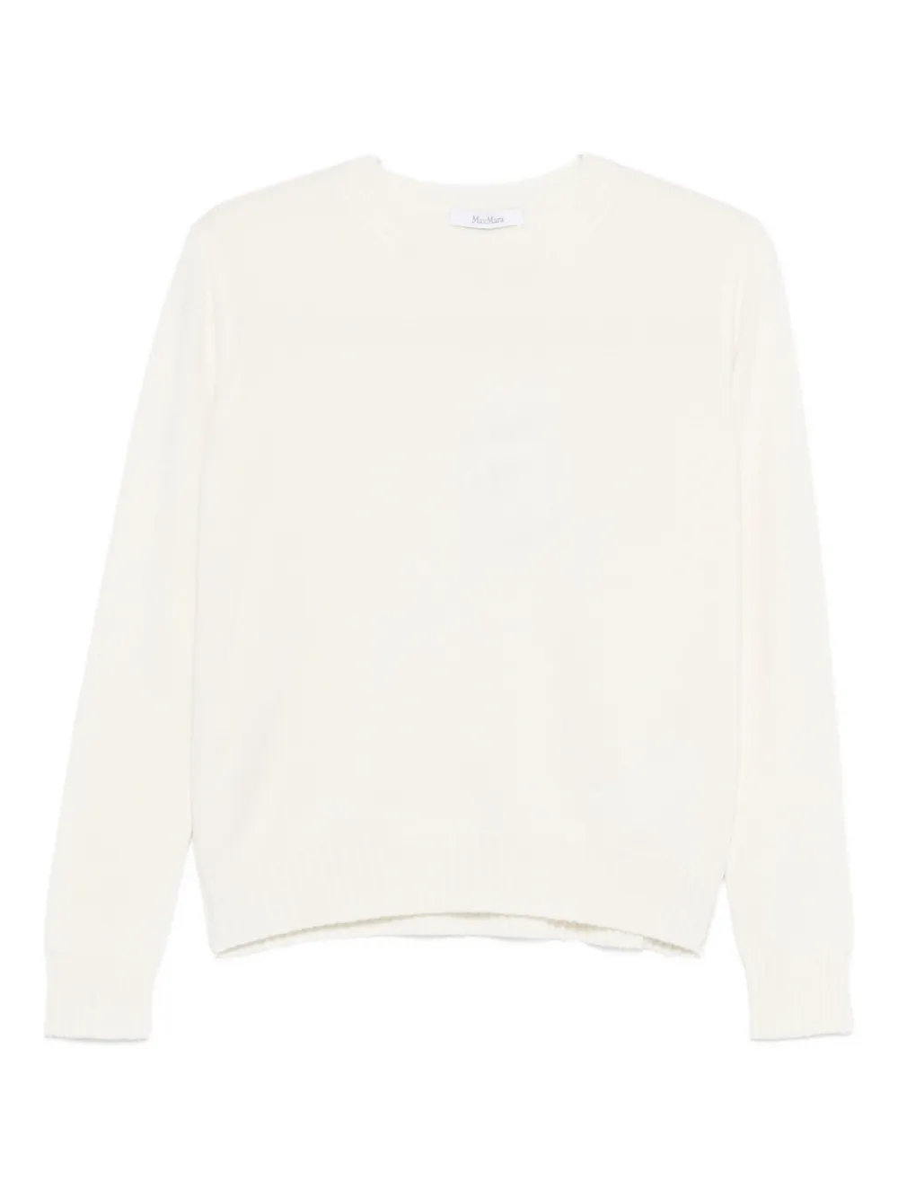 Max Mara Round-neck Long-sleeve Sweater In White