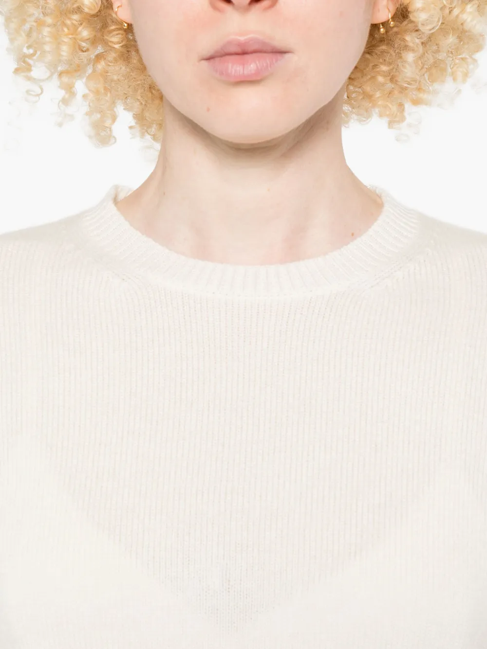 Max Mara Round-neck Long-sleeve Sweater In White
