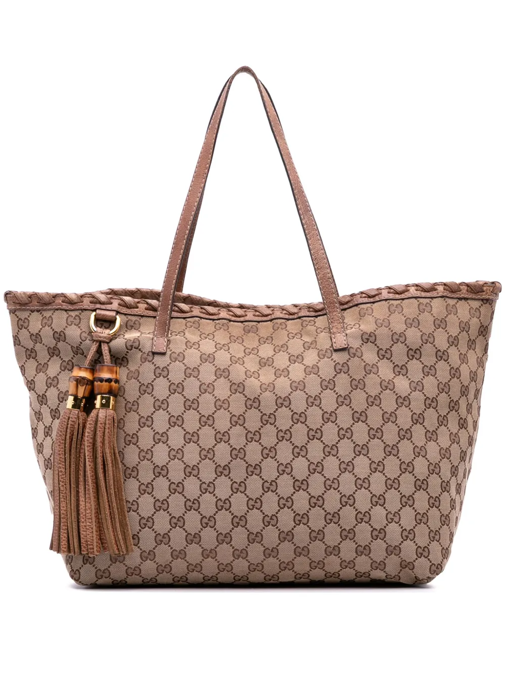 Gucci Pre-Owned 2016-2025 GG Canvas Bamboo Tassel tote bag - ブラウン Gucci Pre-Owned 2016-2025 GG Canvas Bamboo Tassel tote bag - ブラウン