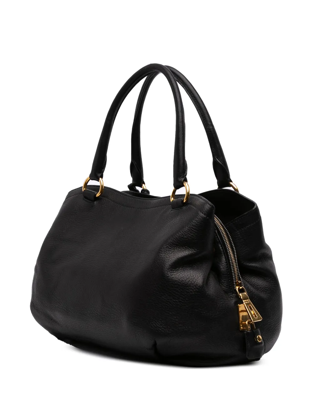 Pre-owned Prada 2010-2025 Cervo Zip Tote Bag In Black