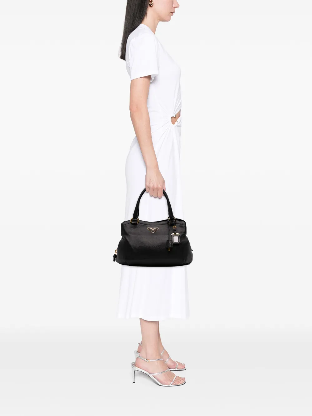 Pre-owned Prada 2010-2025 Cervo Zip Tote Bag In Black
