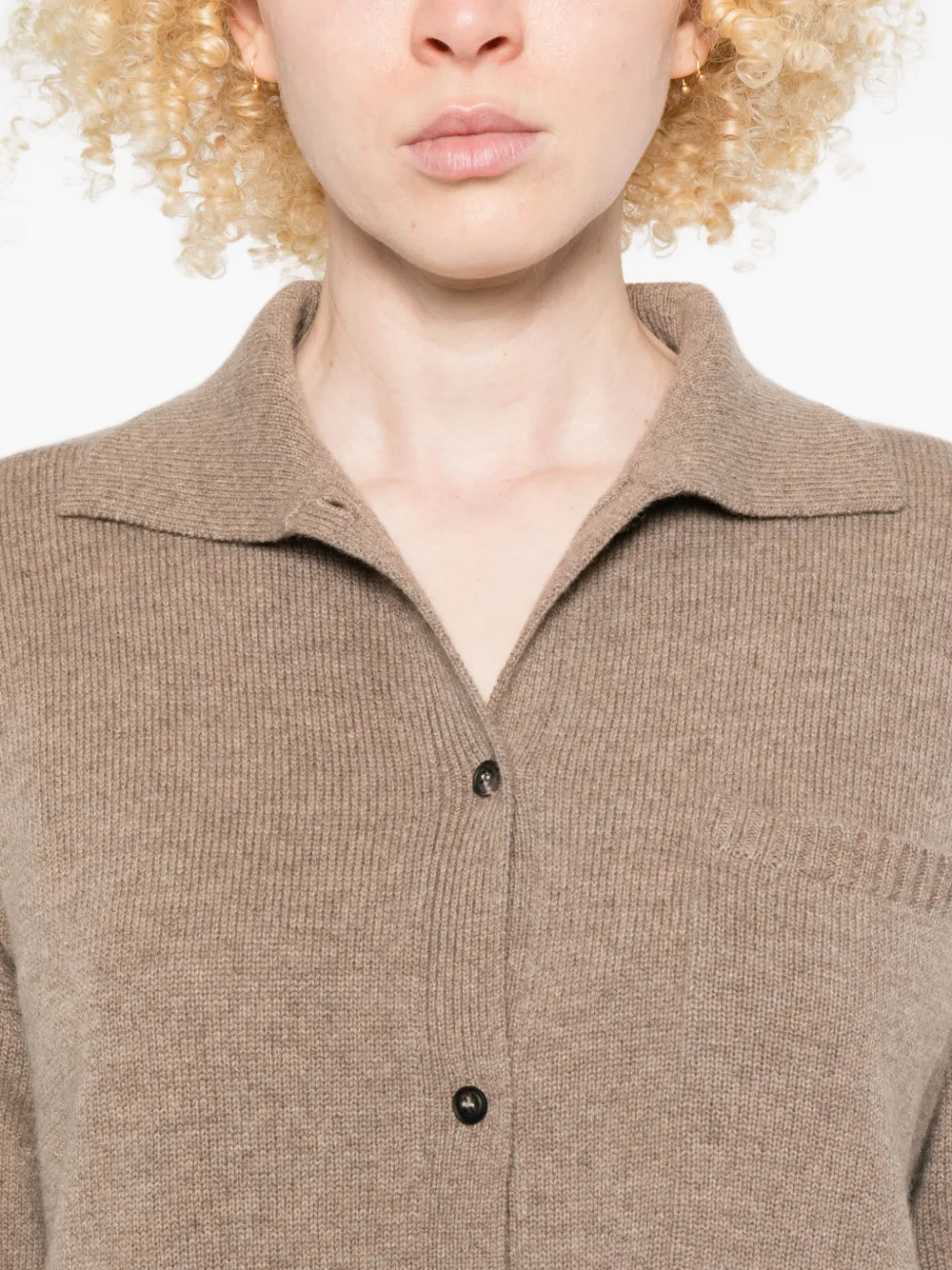 Max Mara Buttoned Chest-pocket Cardigan In Brown