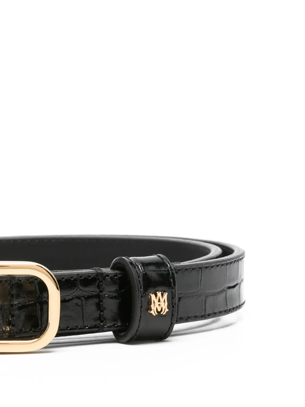 Amiri Crocodile-embossed Buckle Belt In Black