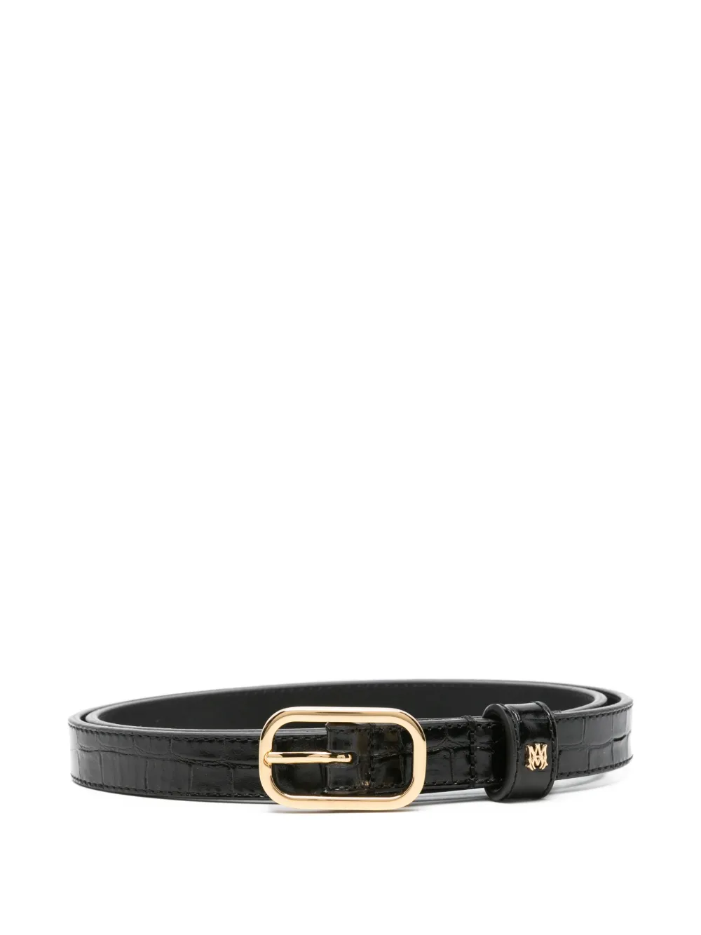 Amiri Crocodile-embossed Buckle Belt In Black