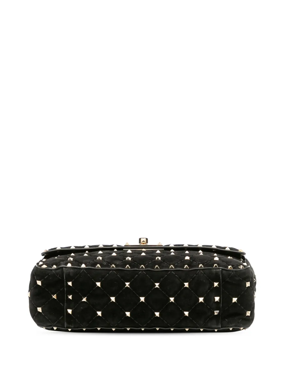 Pre-owned Valentino Garavani 2000-2017 Medium Suede Rockstud Spike Satchel In Black