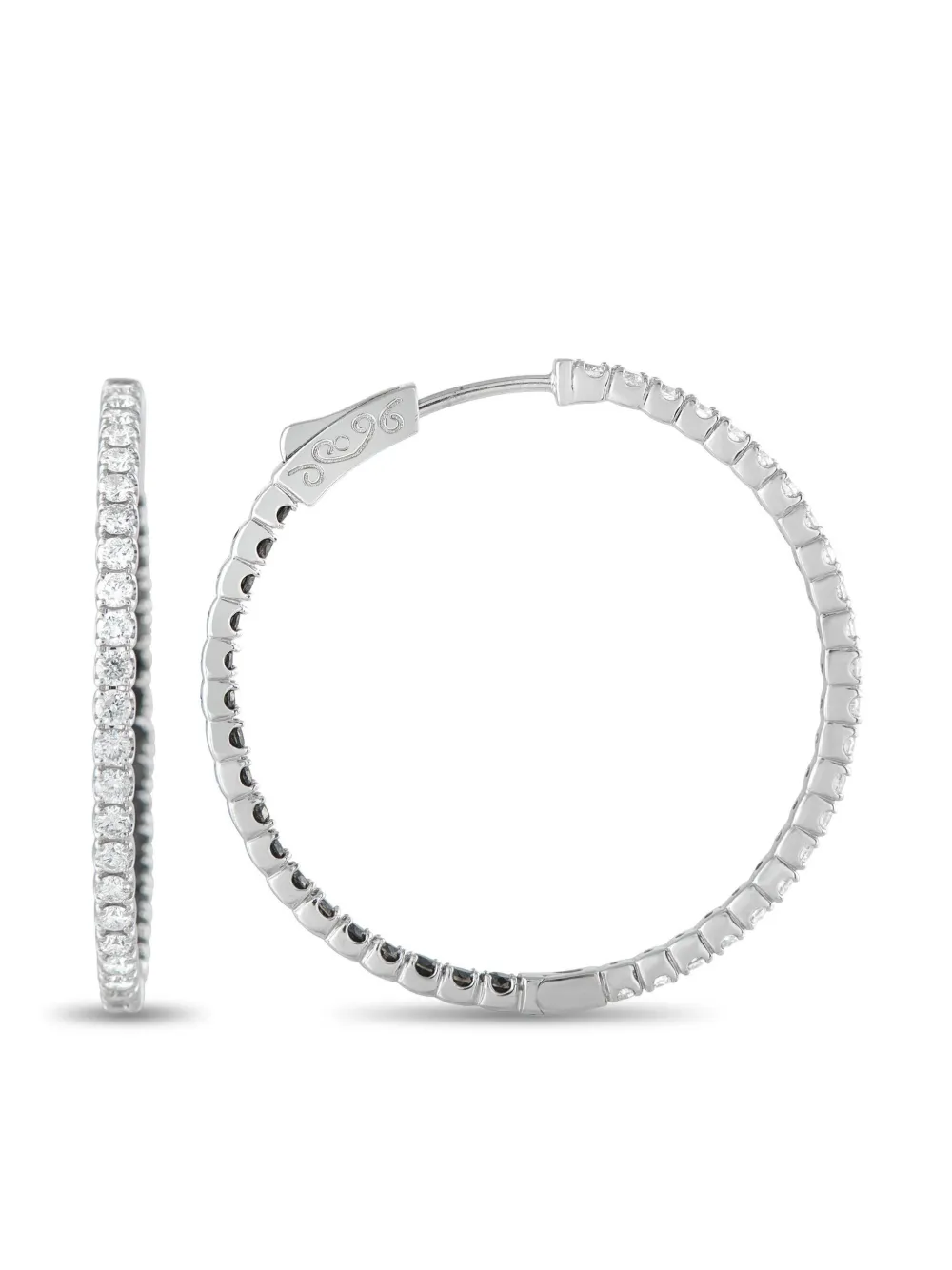 Diana 14K white Gold diamond hoop earrings - ホワイト Diana 14K white Gold diamond hoop earrings - ホワイト