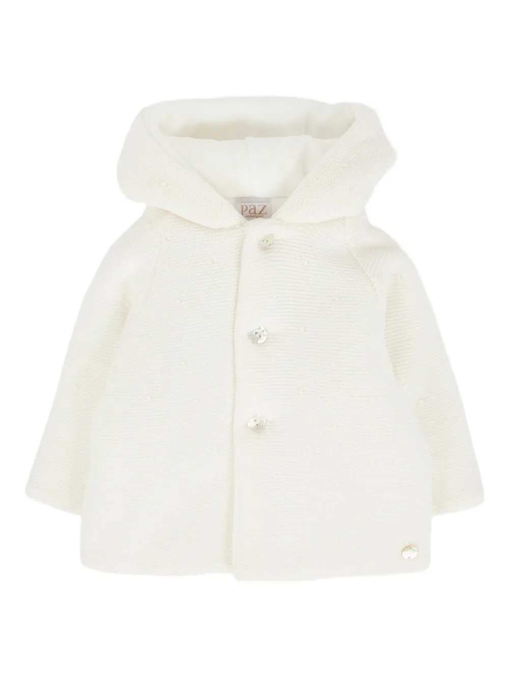 Paz Rodriguez Hooded Wool Jacket In White