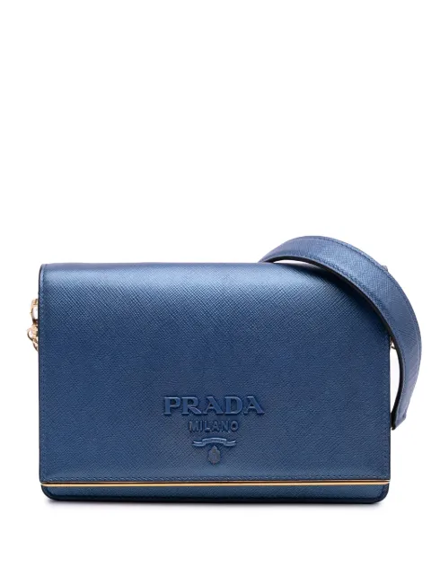 Prada Pre-Owned bolsa crossbody Saffiano Lux Metal Bar Chain 2000-2025