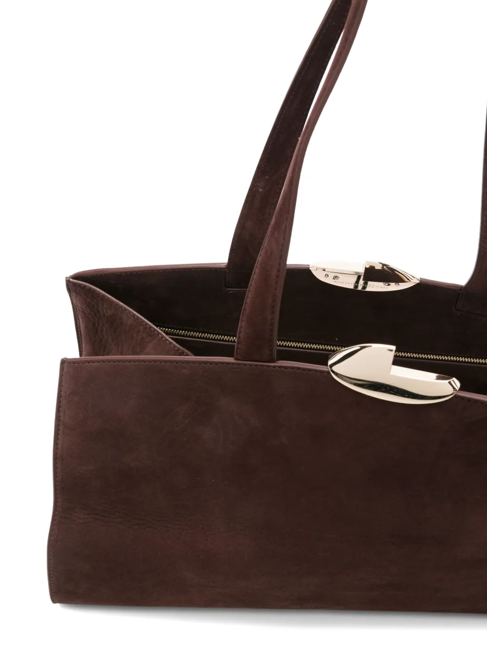 Benedetta Bruzziches Curved-top Suede Shoulder Bag In Brown