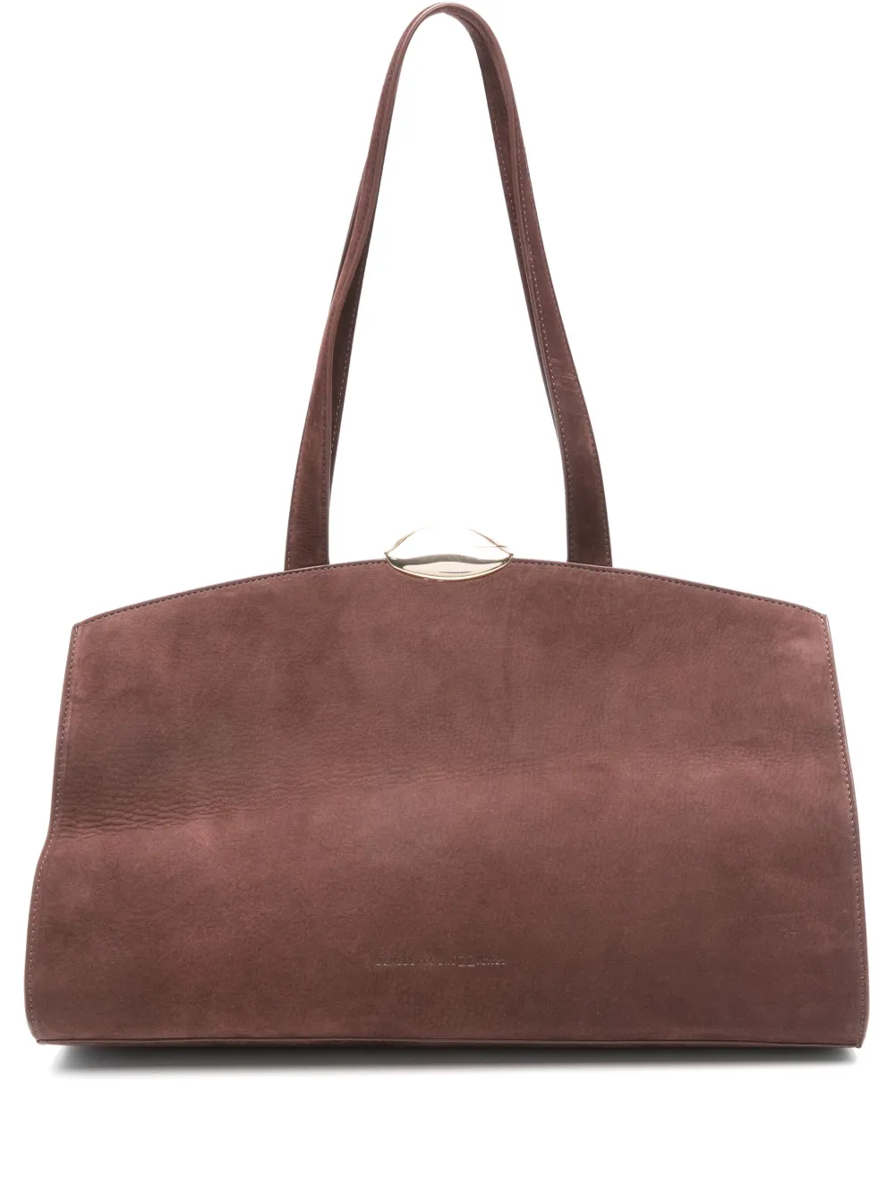 Benedetta Bruzziches curved-top suede shoulder bag | Brown | Image 1
