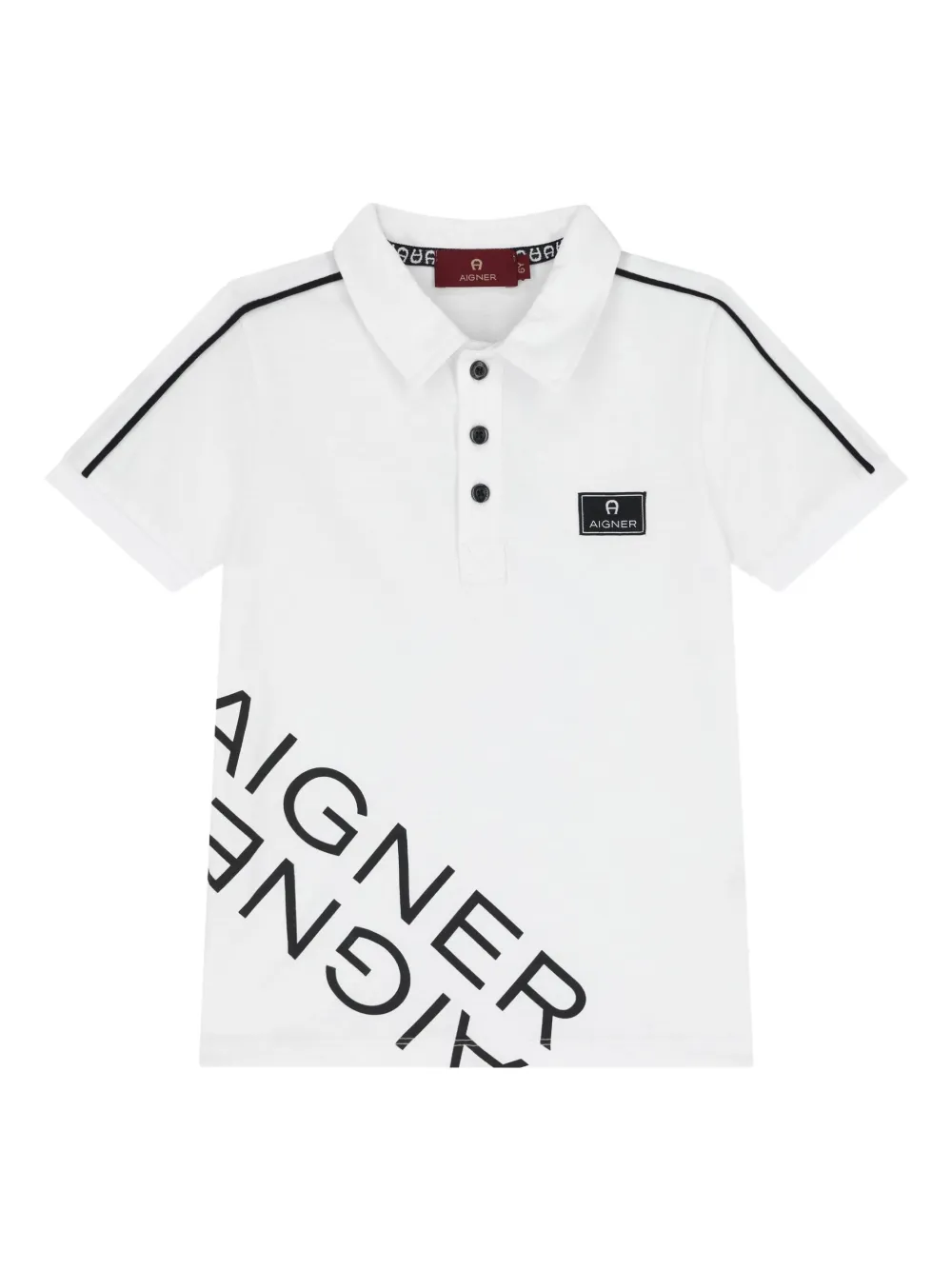 Aigner Kids diagonal-logo polo shirt | White | Image 1