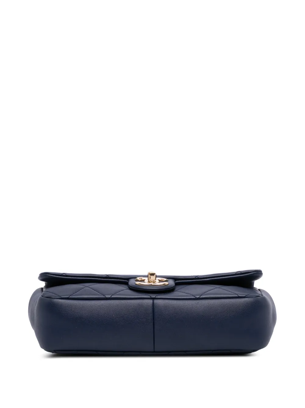 Pre-owned Chanel 2019 Small Lambskin Elegant Chain Single Flap Satchel In Blue