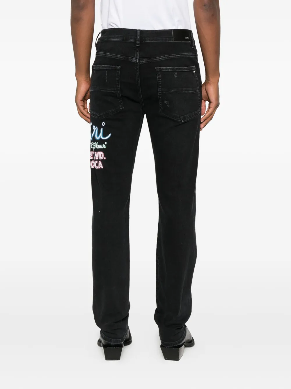 AMIRI Gerafelde jeans met borduurwerk Zwart