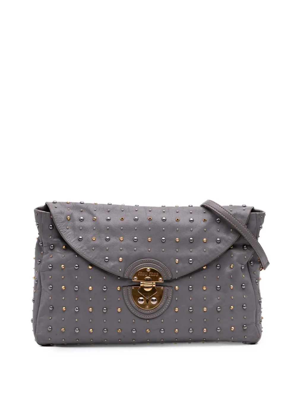 Miu Miu Pre-Owned 2010-2025 Studded Soft Calf crossbody bag - グレー Miu Miu Pre-Owned 2010-2025 Studded Soft Calf crossbody bag - グレー