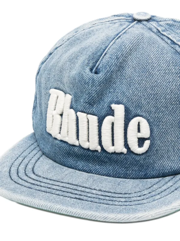 Rhude Logo-Embroidered Denim Baseball Cap in Blue E4B6520F-E153-4F63-8ACA-  main image 4