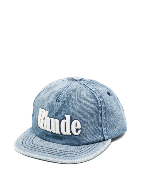 Rhude Logo-Embroidered Denim Baseball Cap in Blue E4B6520F-E153-4F63-8ACA-  main image 3