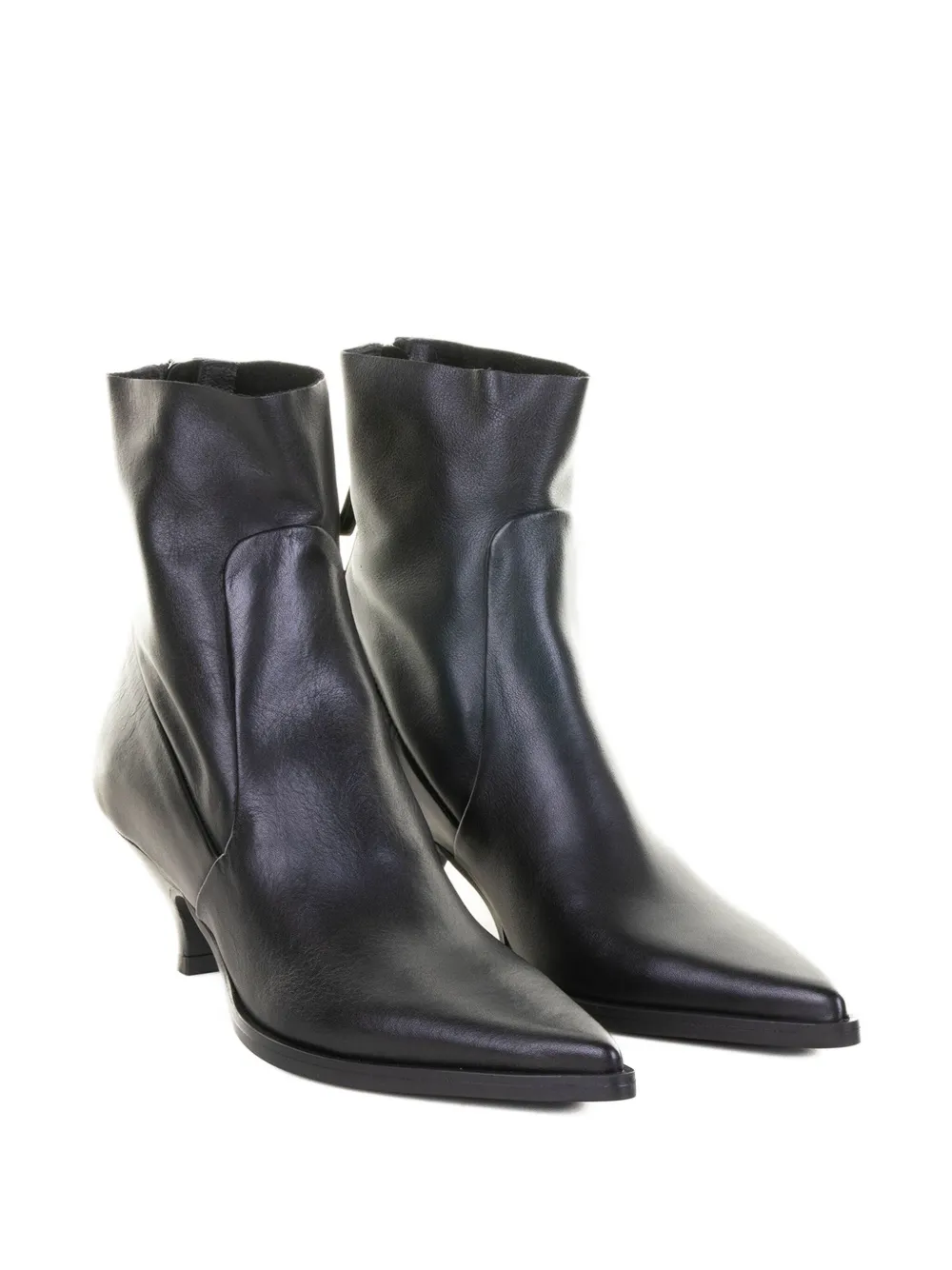 Elena Iachi 50mm zip-detail pointed-toe ankle boots Black