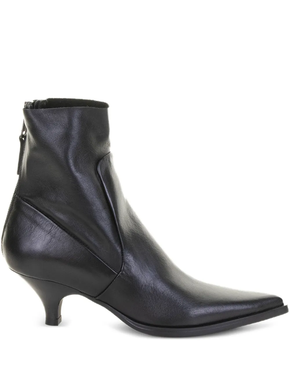 Elena Iachi 50mm zip-detail pointed-toe ankle boots Black