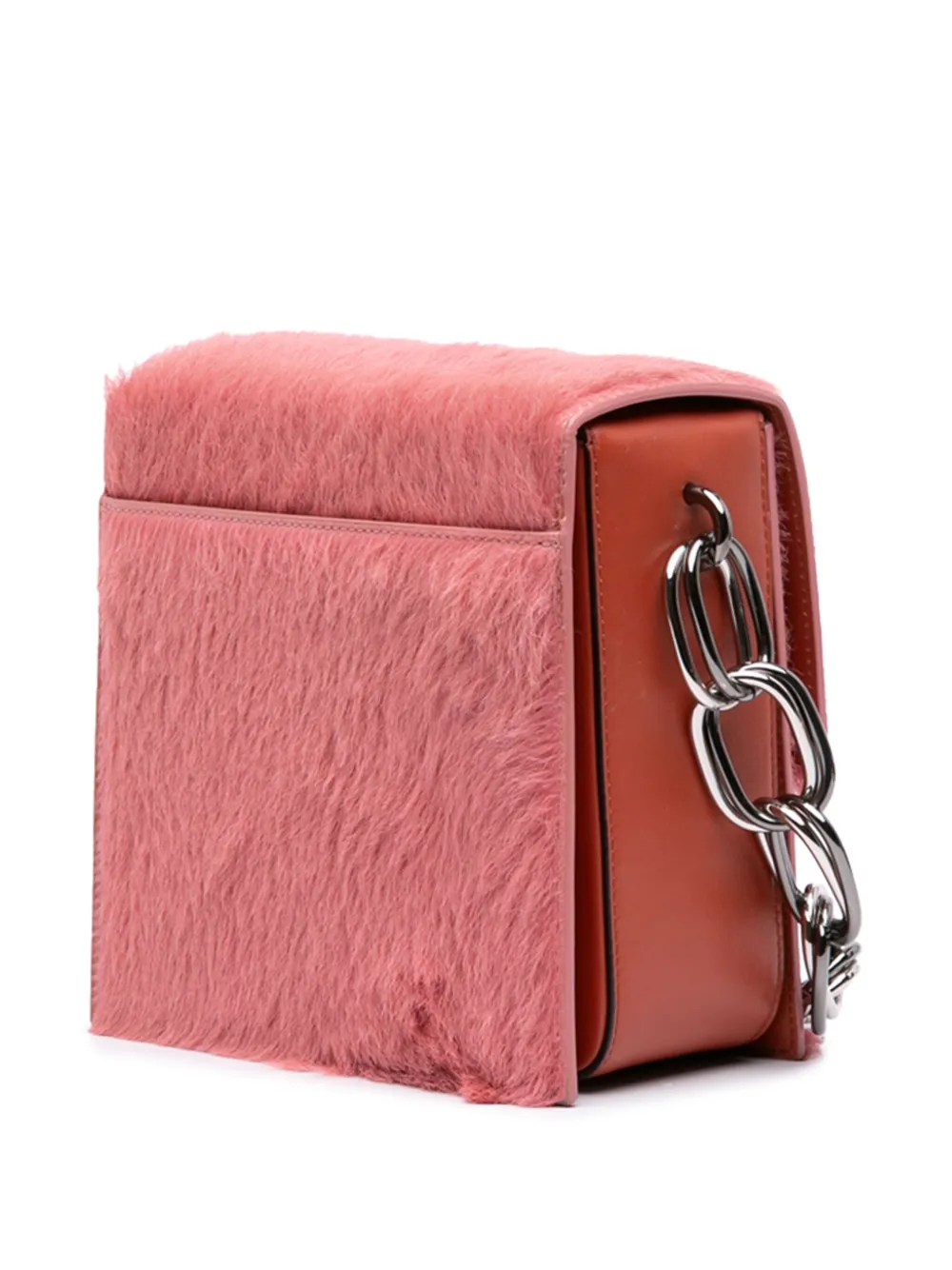 Pre-owned Marni 2010-2025 Shearling Chain Crossbody Bag In Pink