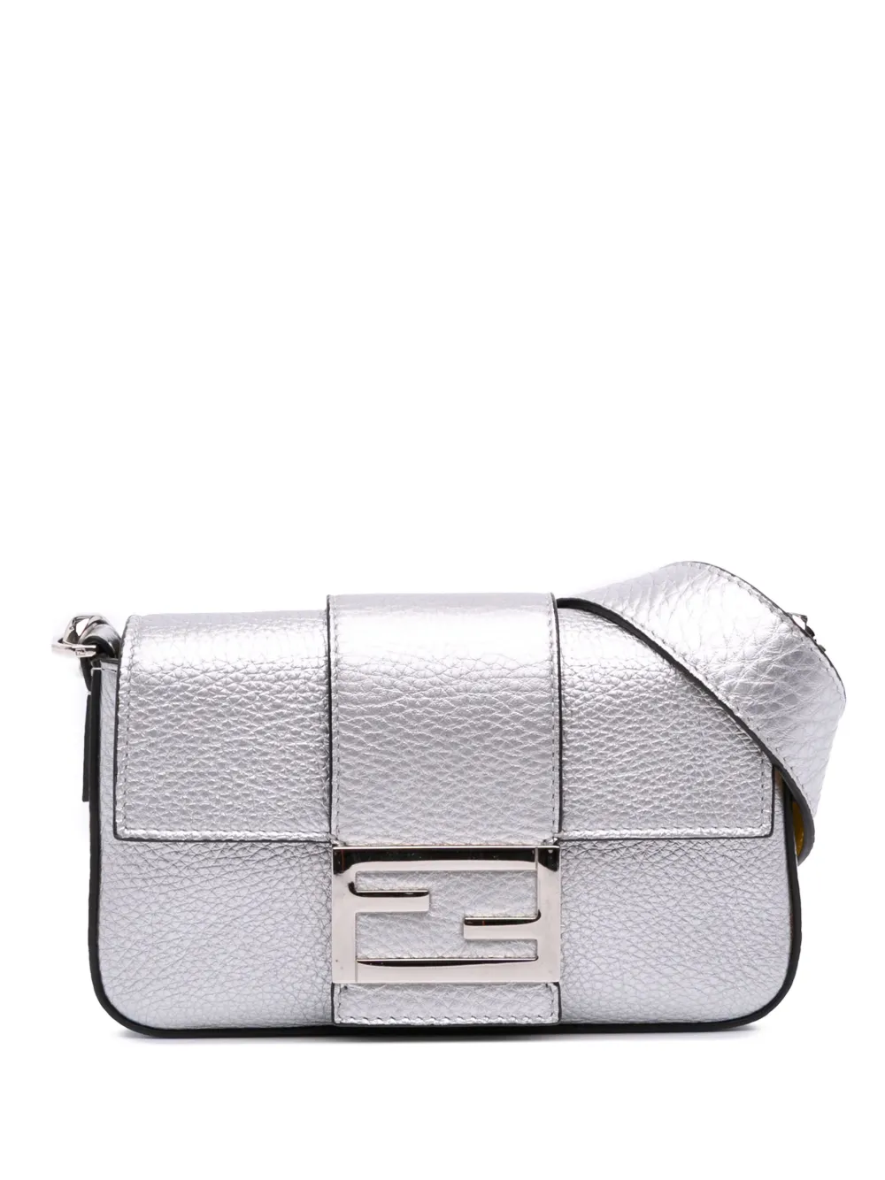 Fendi Pre-Owned 2010-2025 Leather Baguette crossbody bag - シルバートーン Fendi Pre-Owned 2010-2025 Leather Baguette crossbody bag - シルバートーン