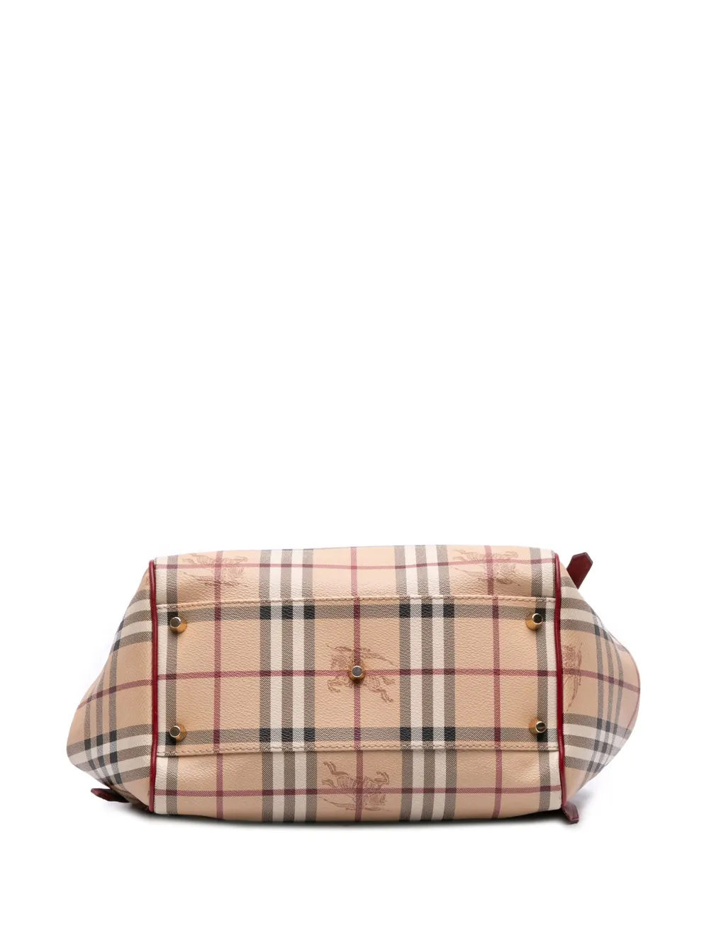Pre-owned Burberry 2000-2017 Small Haymarket Check Coated Canvas Canterbury Tote Bag In Brown