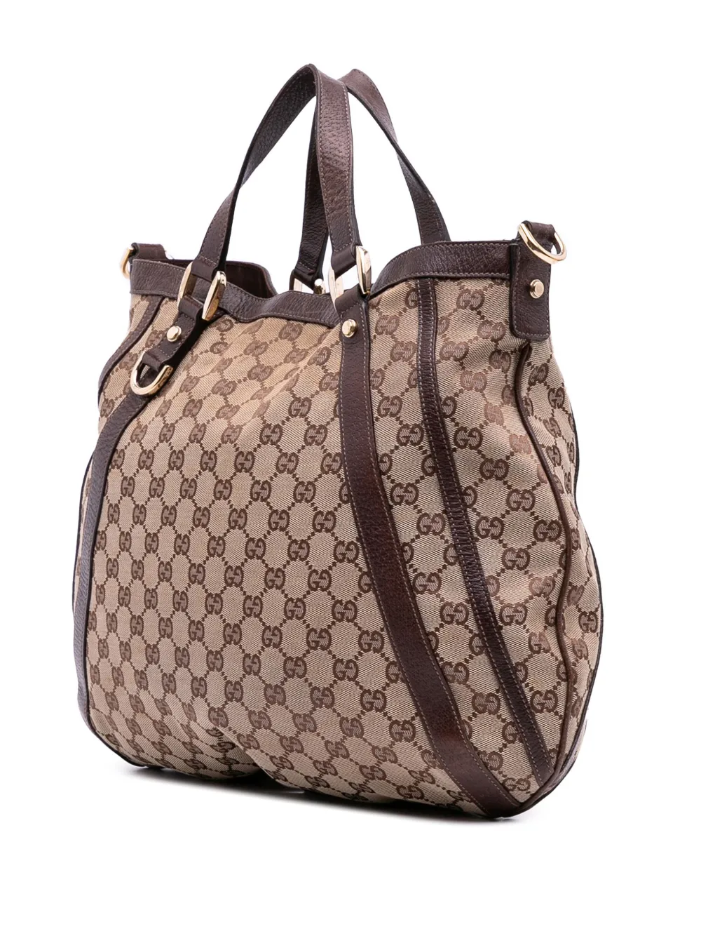 Pre-owned Gucci 2000-2015 Gg Canvas Abbey D Ring Convertible Satchel In Brown