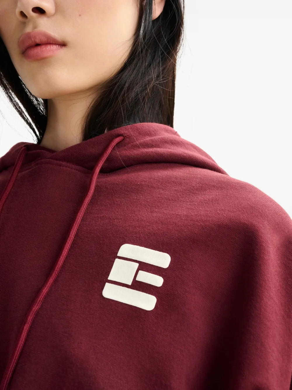 Essentiel Antwerp Hoodie met logoprint en trekkoord Rood