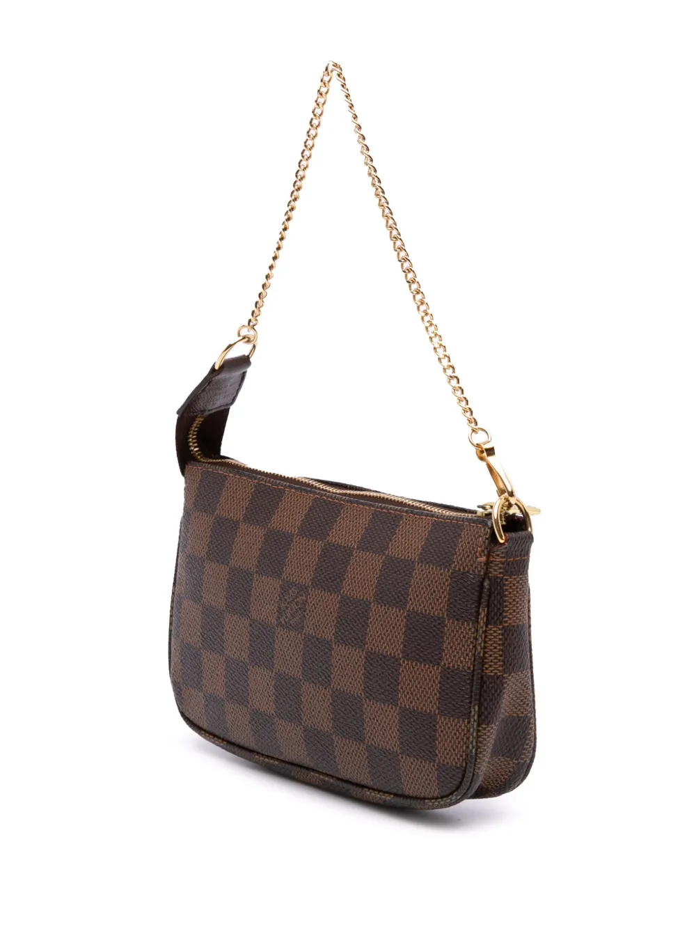 Pre-owned Louis Vuitton 2006 Damier Ebene Mini Pochette Accessoires Handbag In Brown